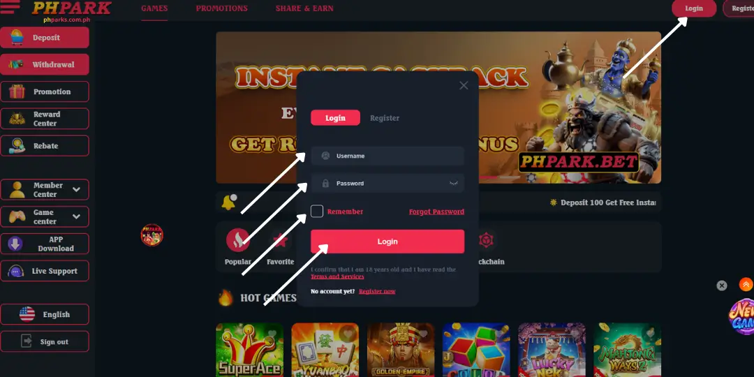 Login - PHPARK - #1 Online Casino Philippines 2 image gude login phpark