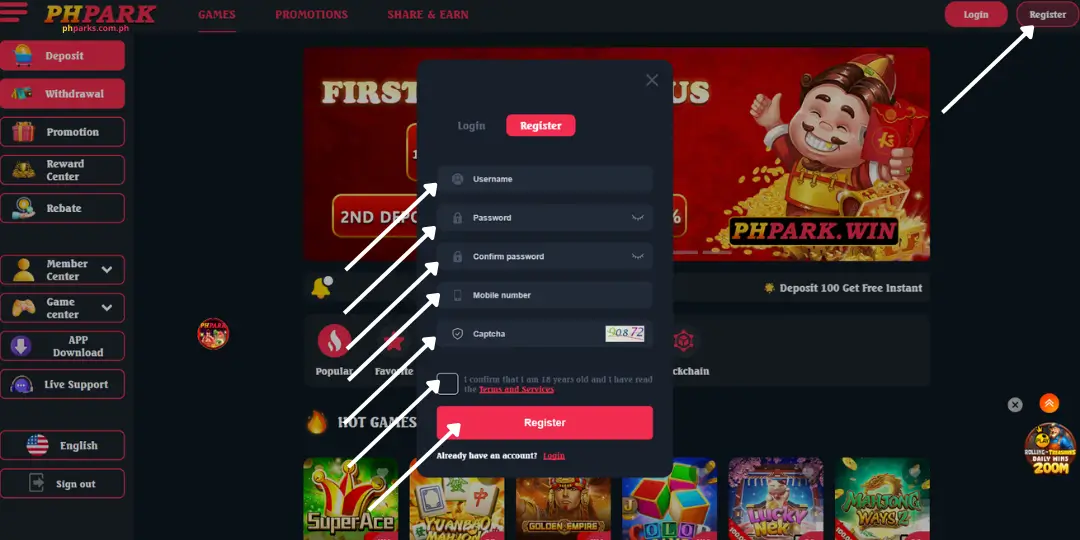 Register - PHPARK - #1 Online Casino Philippines 2 immage gude register phpark